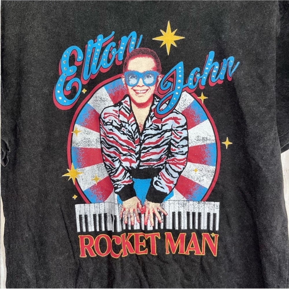 Elton John Rocket Man Black Tee - Picture 3 of 5